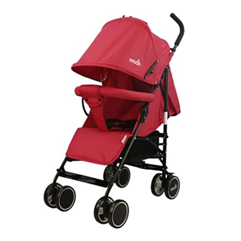 Travel stroller for baby/kids/toddler 0m+, lightweight aluminum frame, fire red, umbrella fold multi-position recline - Image 1