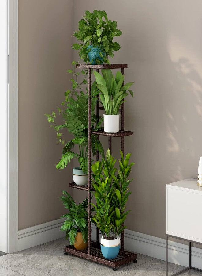 LINZINAR Metal 4 Tier 5 Potted Plant Stand Indoor Outdoor Planter Display Shelf for Patio Garden Corner Balcony Living Room (Bronze) - Image 3