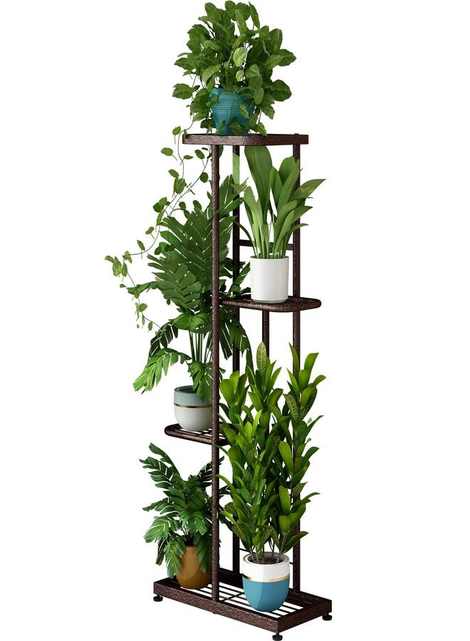 LINZINAR Metal 4 Tier 5 Potted Plant Stand Indoor Outdoor Planter Display Shelf for Patio Garden Corner Balcony Living Room (Bronze) - Image 1