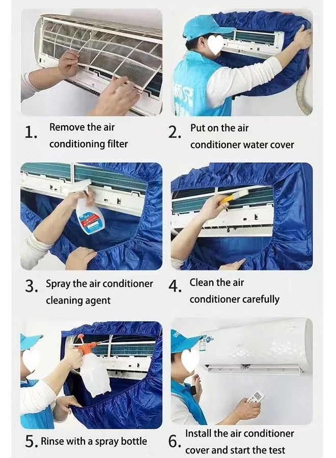 Air Conditioning Cleaning Cover,Split Air Conditioner Cleaning Cover,Wall Mounted AC Service Bag Large Size,For 1P-1.5P Wall Mounted AC,Blue - Image 5