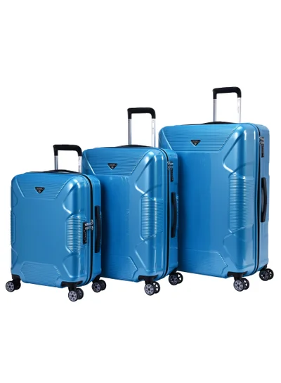 إيمينينت Hard Case Suitcase Trolley Luggage Set of 3 Polycarbonate Lightweight 4 Quiet Double Spinner Wheels Travel Bags With TSA Lock KJ84 Bright Blue