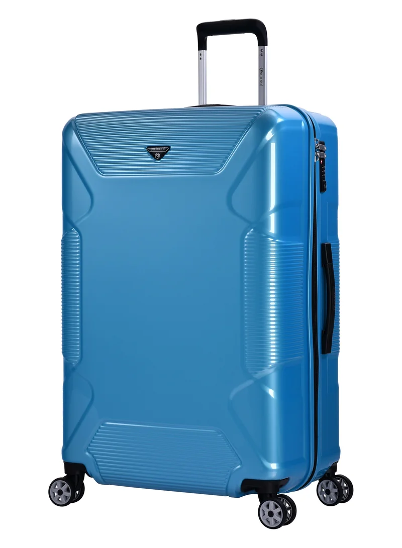 إيمينينت حقيبة سفر صلبة بعجلات مزدوجة هادئة من البولي كربونات خفيفة الوزن بثلاث قطع مع قفل  بلون أزرق ساطع