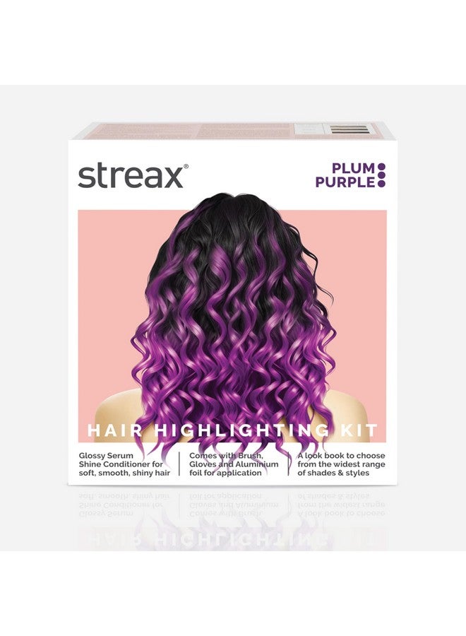 Streax Hair Colour Highlight Kit | Purple Hair Colour, Plum Purple - Pack Of 1 I Enriched With Walnut & Argan Oil I Hair Colour For Women | Rich, Vibrant, Easy To Use, Diy Application - Image 1