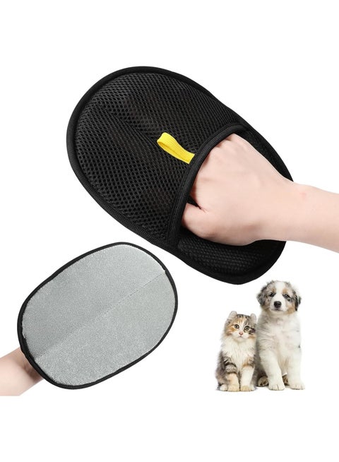 Thickened Pet Hair Removal Glove for Cats and Dogs, Electrostatic Double Sided Pet Grooming Gloves, Reusable Deshedding and Lint Remover for Furniture Couch Carpet Clothing and Car Seats, Soft Massage Glove for Short and Long Pet Hair