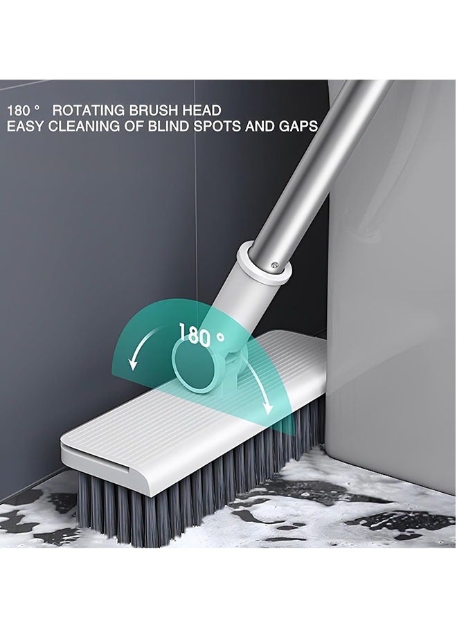 مكنسة مع مجموعة كومبو من التراب، 3 في 1 مكنسة للكنس في الداخل والخارج، مكنسة ووعاء الأتربة للمنزل، مكنسة دفع ثقيلة لتنظيف المنزل مطبخ الحمام، مقلاة الأتربة مع مقبض طويل، مكنسة مائلة مع وعاء الأتربة العلوي - Image 4