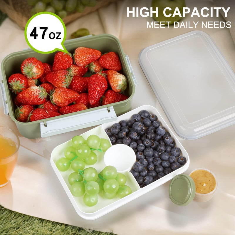 Shopwithgreen Set of 3 Salad Food Storage Container To Go  School & Travel Food Prep Storage Containers with Lids (Khaki Green&Khaki Green&Khaki Green) - Image 4