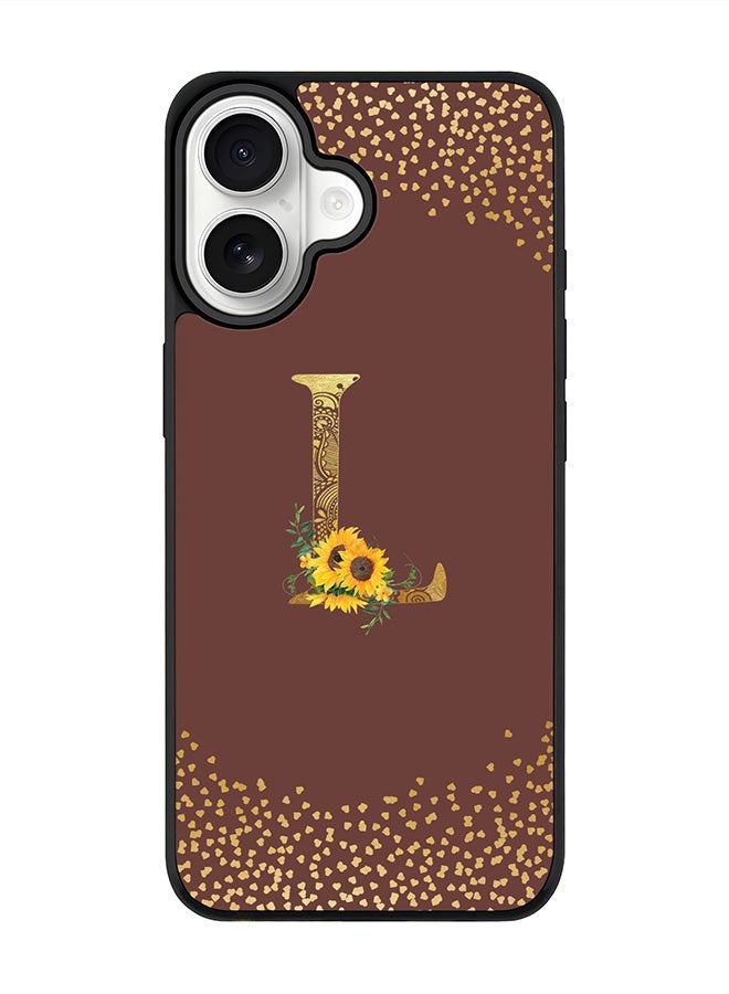 Stylizedd iPhone 17 Case, [Compatible with MagSafe] Slim Magnetic cover Phone Case iPhone 17 -Custom Floral Monogram - L  (Brown ) - Image 1
