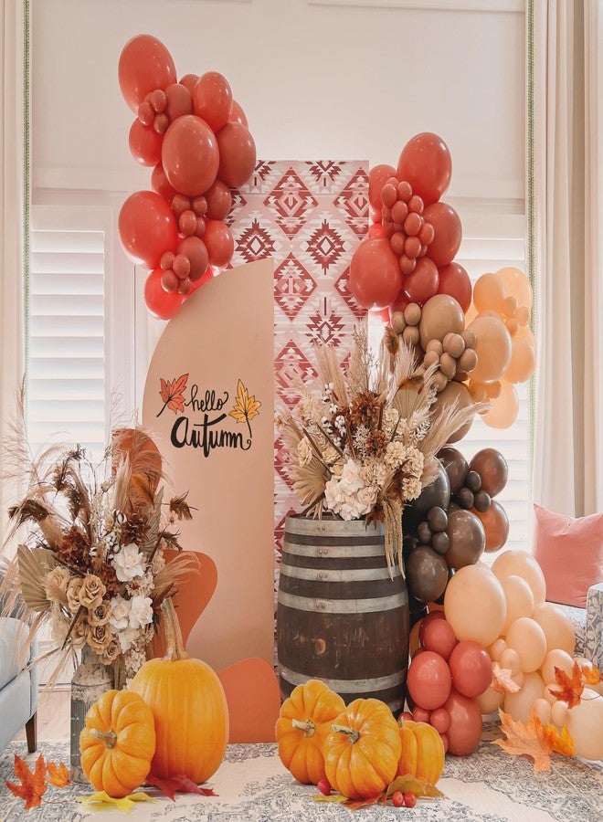 EASUTE 138PCS Fall Thanksgiving Little Pumpkin Balloon Garland Arch Kit, Burnt Orange Brown Double-Stuffed Nude Boho Balloons for Friendsgiving Hello Fall Baby Shower Party Decorations - Image 3