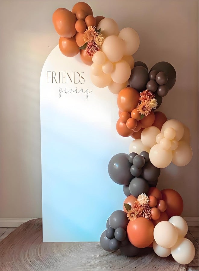 EASUTE 138PCS Fall Thanksgiving Little Pumpkin Balloon Garland Arch Kit, Burnt Orange Brown Double-Stuffed Nude Boho Balloons for Friendsgiving Hello Fall Baby Shower Party Decorations - Image 1