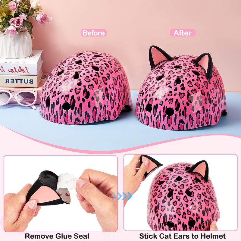 FIODAY Kids Helmet, Bike Helmets for Kids 8-14 with Knee Pads and Elbow Pads Wrist Guards, Adjustable Youth Girls Bike Helmet with DIY Cat Ears Skateboard Helmet for Scooter Skating Cycling - Image 5