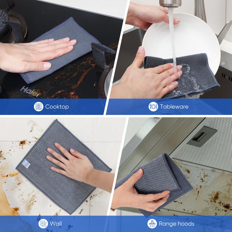 Forggon 10Pcs New Upgrade 2-Layer Non Scratch Wire Dishcloth,Wire Dishwashing Rag, Non-Scratch Wire Dishwashing Rags for Wet and Dry, Kitchen Cleaning Dish Rags for Cookware,Sinks, Dishes,Stove - Image 3