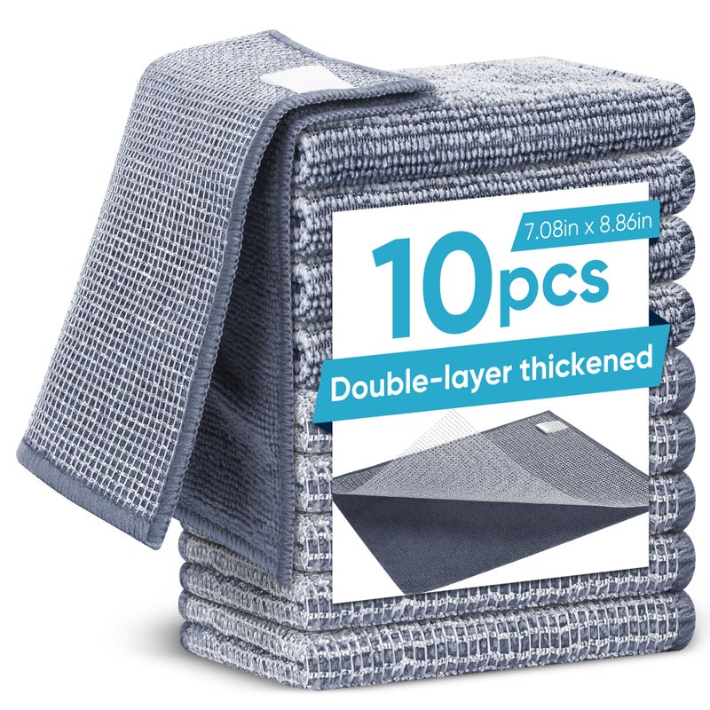 Forggon 10Pcs New Upgrade 2-Layer Non Scratch Wire Dishcloth,Wire Dishwashing Rag, Non-Scratch Wire Dishwashing Rags for Wet and Dry, Kitchen Cleaning Dish Rags for Cookware,Sinks, Dishes,Stove - Image 1