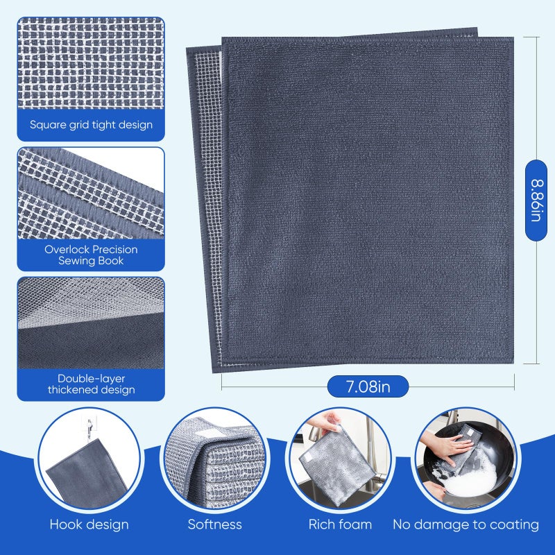 Forggon 10Pcs New Upgrade 2-Layer Non Scratch Wire Dishcloth,Wire Dishwashing Rag, Non-Scratch Wire Dishwashing Rags for Wet and Dry, Kitchen Cleaning Dish Rags for Cookware,Sinks, Dishes,Stove - Image 2