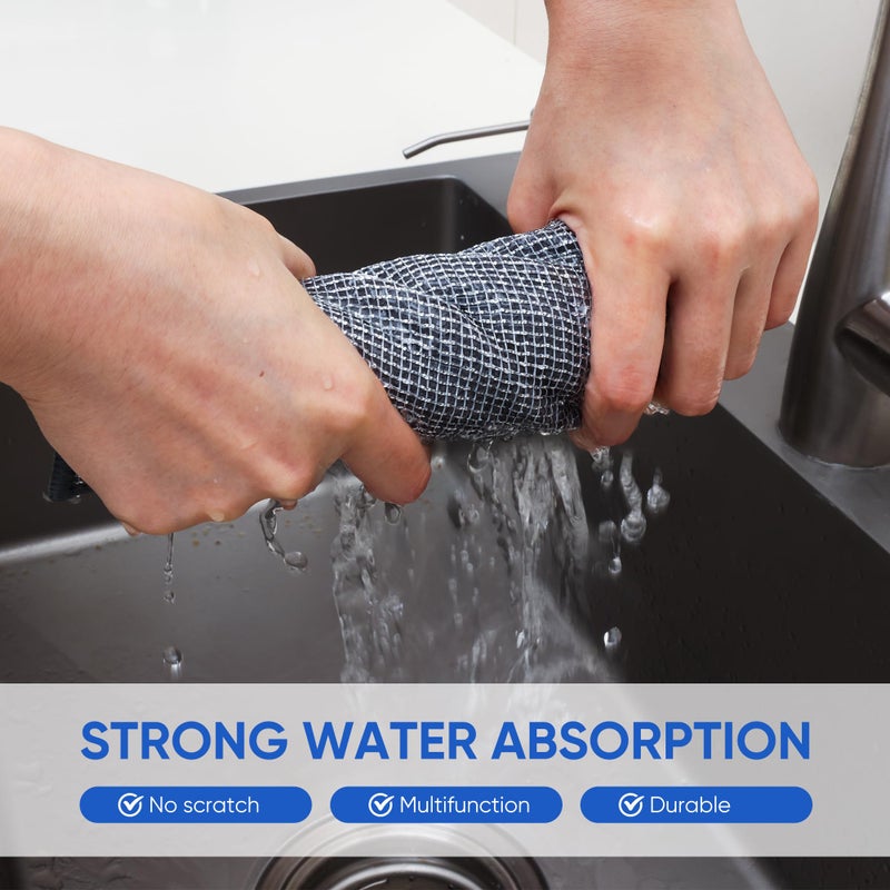 Forggon 10Pcs New Upgrade 2-Layer Non Scratch Wire Dishcloth,Wire Dishwashing Rag, Non-Scratch Wire Dishwashing Rags for Wet and Dry, Kitchen Cleaning Dish Rags for Cookware,Sinks, Dishes,Stove - Image 5