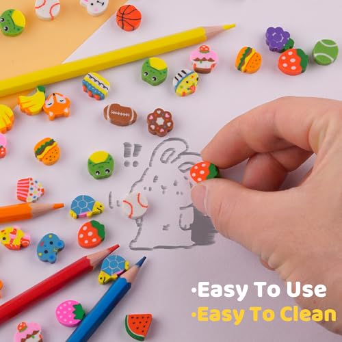 Inn Diary 180pcs Random Mini Erasers for Kids, Bulk Cute Pencil Erasers Small Fun Erasers for Classroom Rewards Party Favors Gift Filling Eraser - Image 3