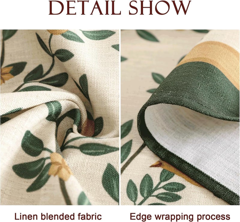 patdrea Designer French Floral Table Cloth Square TableYellow Brids Fresh Green Leaves Pattern Linen Spring Summer TableclothDecor Kitchen Dining Holiday Banquet Christmas5555 - Image 4