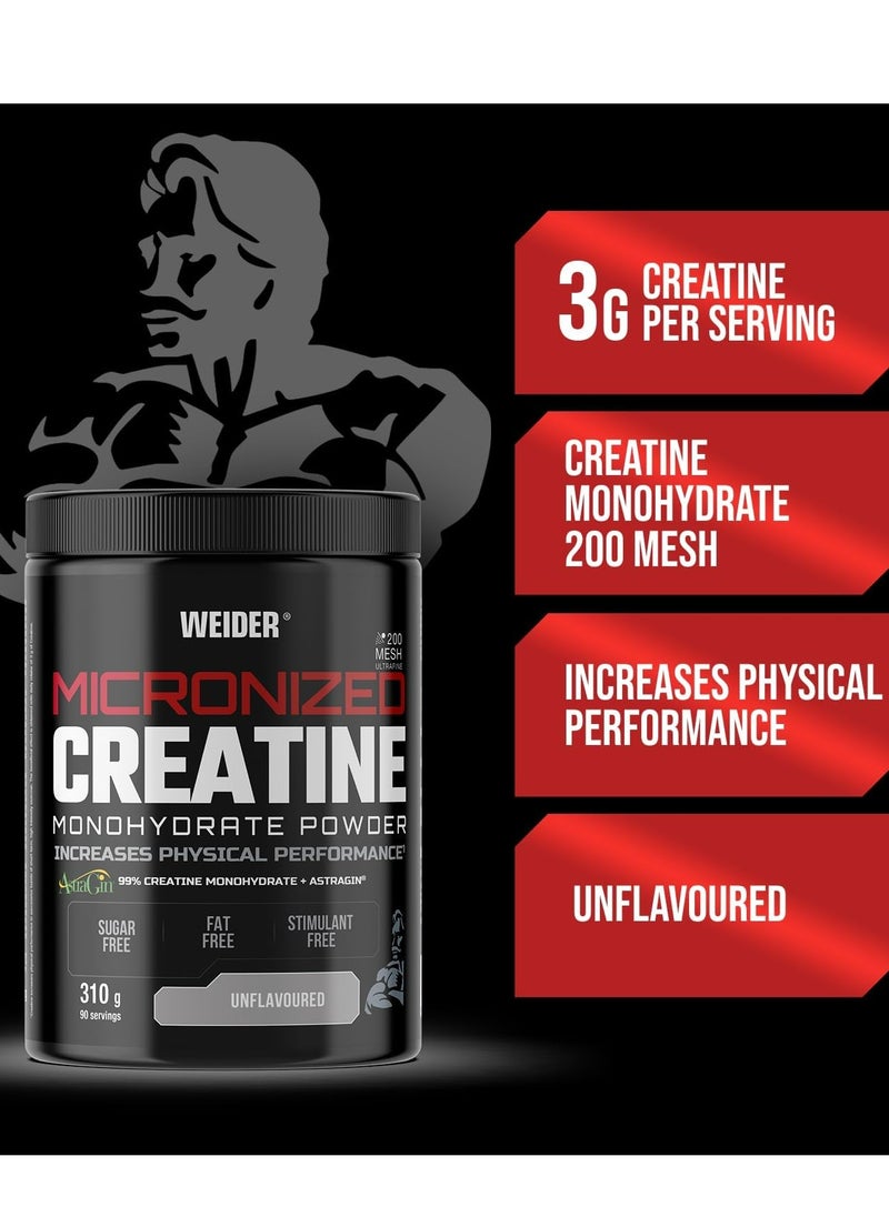 Weider Micronized Creatine Monohydrate Powder 310g, Unflavoured, High-Performance Supplement for Enhanced Strength and Muscle Growth  - Image 2