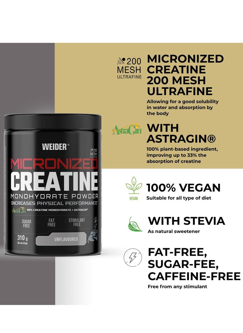 Weider Micronized Creatine Monohydrate Powder 310g, Unflavoured, High-Performance Supplement for Enhanced Strength and Muscle Growth  - Image 3