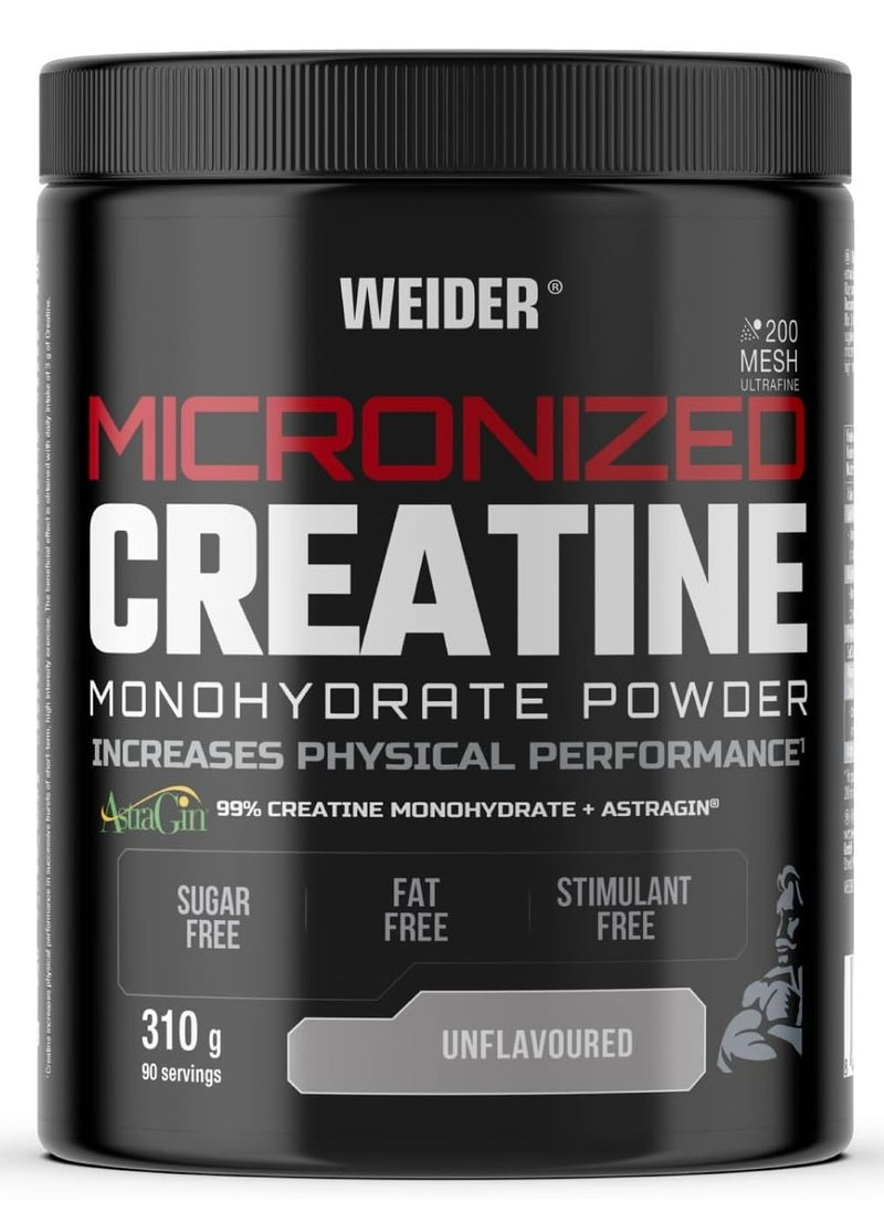 Weider Micronized Creatine Monohydrate Powder 310g, Unflavoured, High-Performance Supplement for Enhanced Strength and Muscle Growth  - Image 1