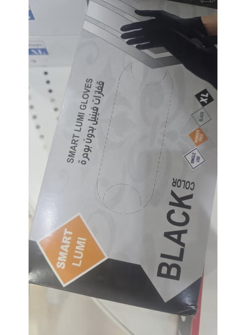 فينيل قفازات فينيل لون اسود بدون بودرة 70 قطعة - Image 2