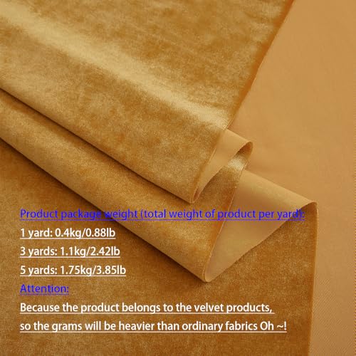 MaiMaiSuan Yellow Velvet Fabric by The Yard,3 Yards 60" Wide Soft Stretchy Velvet Cloth for Upholstery Sofa Chair Cover,DIY Sewing,Costume,Craft,Curtain - Image 3