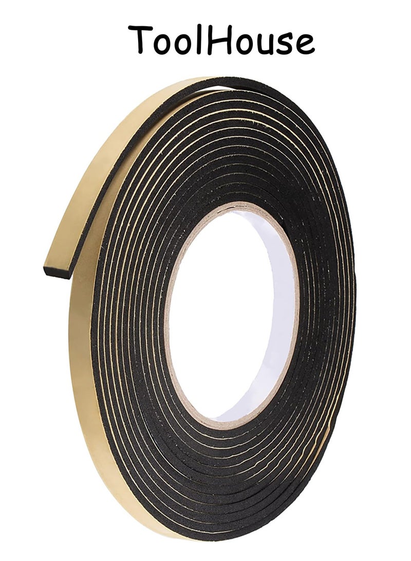 ToolHouse Foam Tape Self Adhesive Foam Tape Window Draft Excluder Tape Weather Stripping Foam Tape For Door Window SoundProof Weather Strip Tape Seals for Gap Seal - Image 1