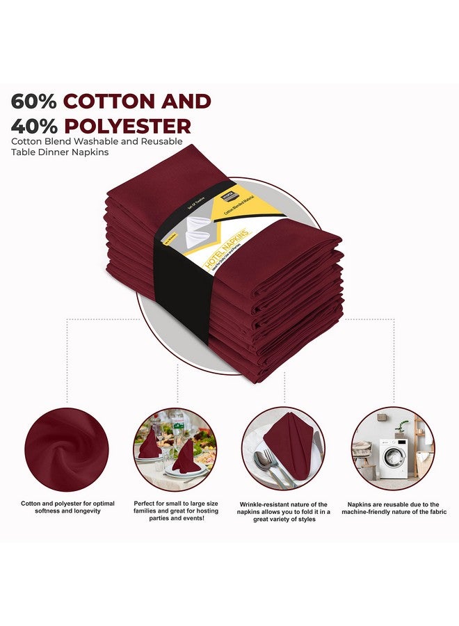 Utopia Kitchen مناديل مطبخ يوتوبيا بلون بورجوندي [12 عبوة، 18x18 بوصة] مناديل طاولة قطنية قابلة للغسل وإعادة الاستخدام - Image 3
