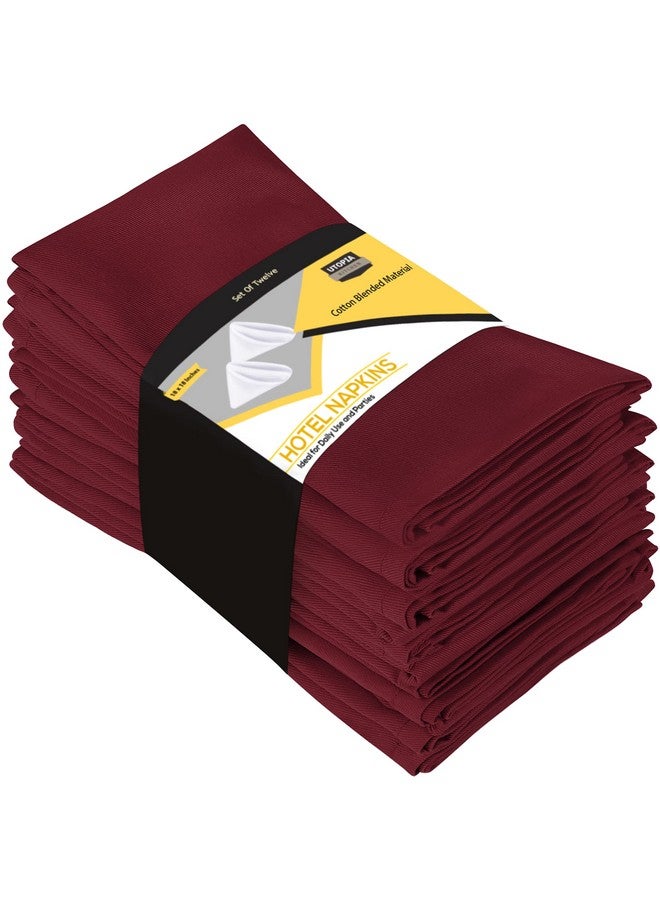 Utopia Kitchen مناديل مطبخ يوتوبيا بلون بورجوندي [12 عبوة، 18x18 بوصة] مناديل طاولة قطنية قابلة للغسل وإعادة الاستخدام - Image 1