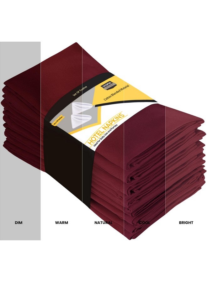 Utopia Kitchen مناديل مطبخ يوتوبيا بلون بورجوندي [12 عبوة، 18x18 بوصة] مناديل طاولة قطنية قابلة للغسل وإعادة الاستخدام - Image 4