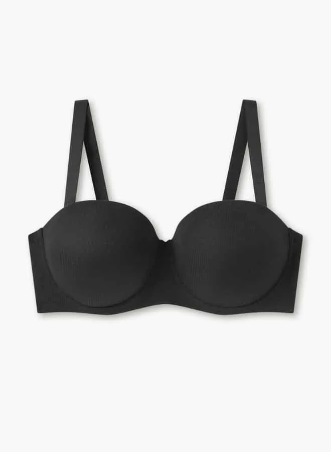 سبلاش فيڤ Ribbed Balconette Bra with Hook and Eye Closure