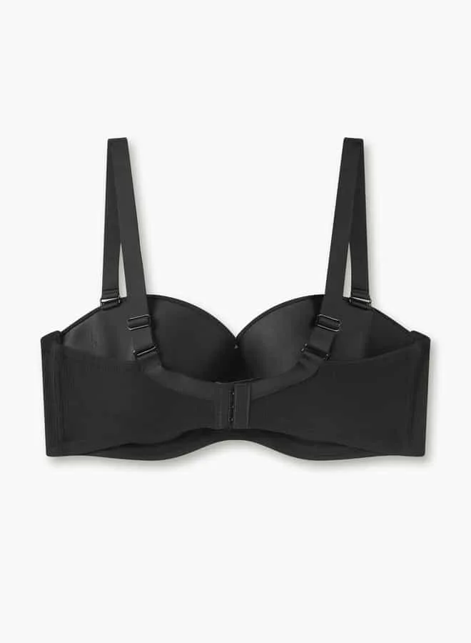 سبلاش فيڤ Ribbed Balconette Bra with Hook and Eye Closure