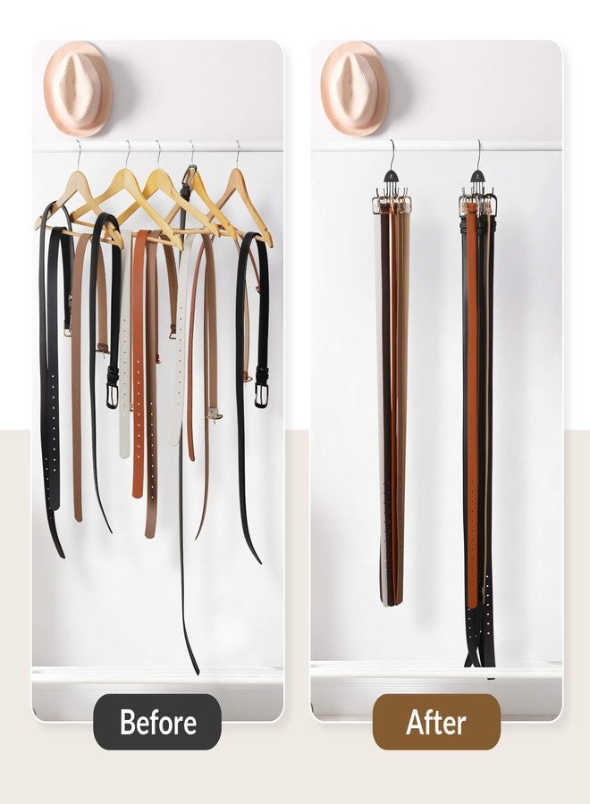 ZEDODIER 2 Pack Belt Hanger Rotatable Belt Organizer, Space Saving Belt Rack with 16 Adjustable Hooks for Closet Organizers and Storage, Sturdy Belt Holder Storage, Black - Image 2