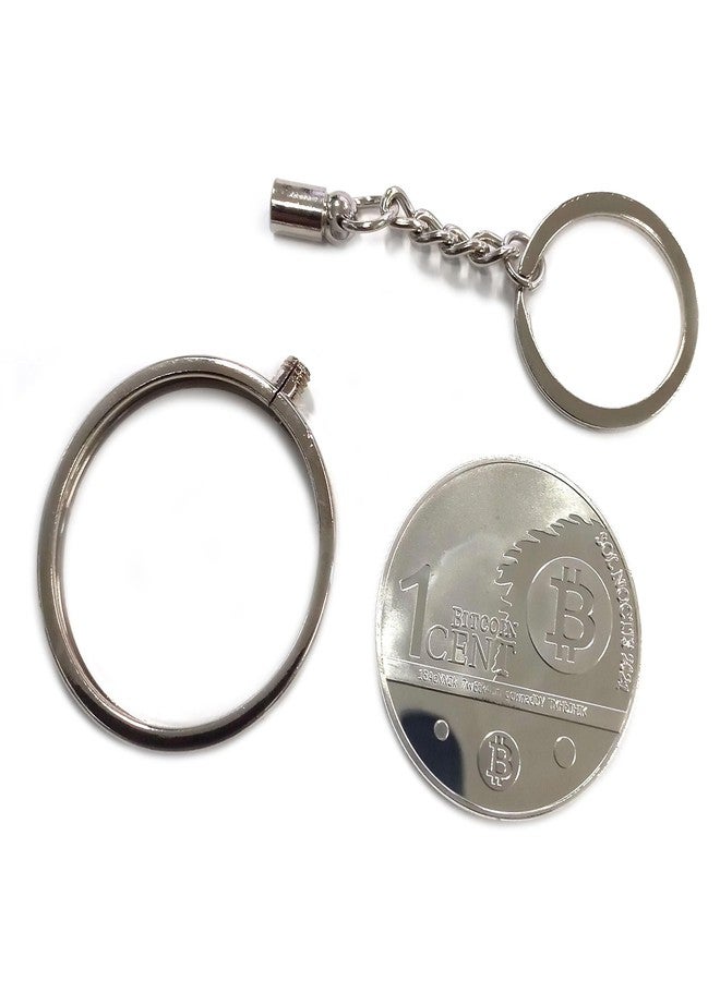 GARASANI Coin Holder Keychain Round Commemorative Coin Holders Key Ring for Coins Collection Display 40x3mm (Silver) - Image 3