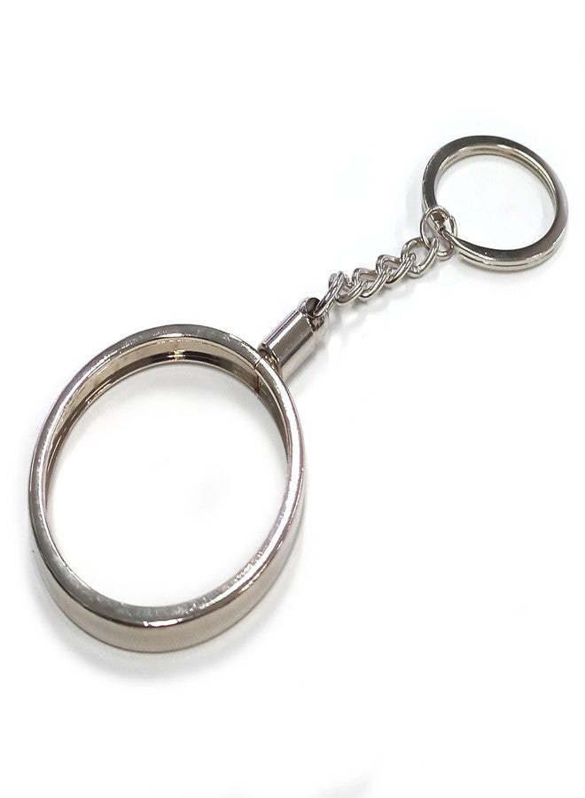 GARASANI Coin Holder Keychain Round Commemorative Coin Holders Key Ring for Coins Collection Display 40x3mm (Silver) - Image 1