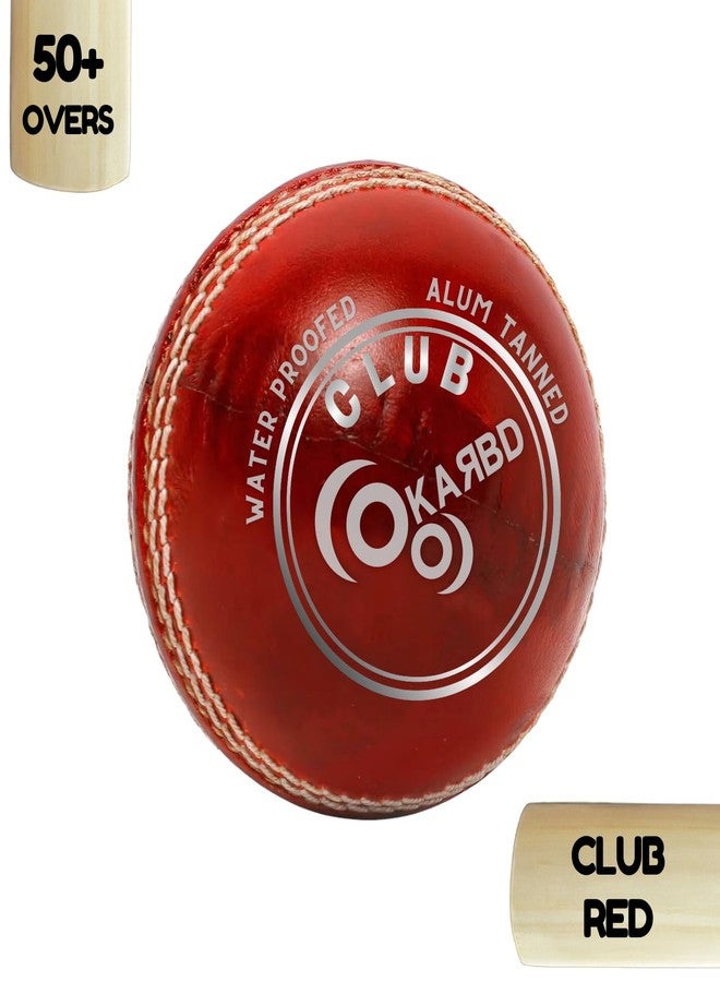 KARBD Cricket Ball Leather 4 Piece Professional Hand Stitching Seam Waterproof Coating Hard Season Ball for Practice and Tournament Club Matches (50+ Overs, Club Red) - Image 2