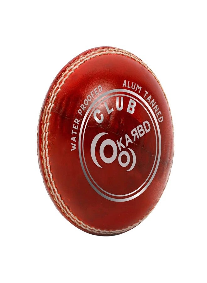 KARBD Cricket Ball Leather 4 Piece Professional Hand Stitching Seam Waterproof Coating Hard Season Ball for Practice and Tournament Club Matches (50+ Overs, Club Red) - Image 1