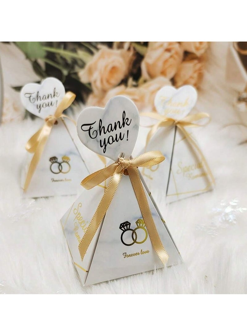 Engagement Decor – Gift Boxes with Triangle Design and Ring Illustration – Set of 10 Boxes Suitable for Engagements, Weddings, and Bachelorette Parties - Image 1