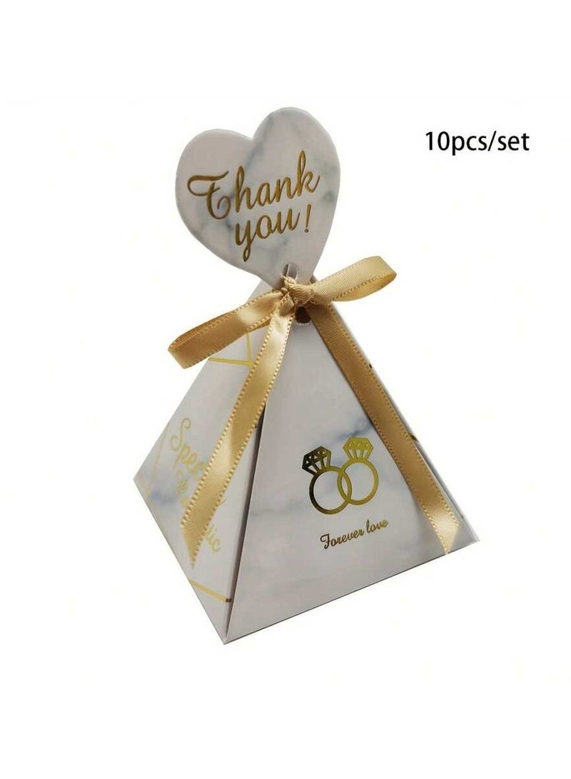 Engagement Decor – Gift Boxes with Triangle Design and Ring Illustration – Set of 10 Boxes Suitable for Engagements, Weddings, and Bachelorette Parties - Image 4