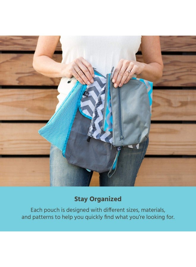 J.L. Childress J.L. Childress Diaper Bag Organizer - Set of 5 Pouches - Organizing Pouches for Diaper Bag, Purse, Backpack - Clutch with Wrist Strap, Wet Bag, Food Pouch and More - Grey/Chevron  - Image 2