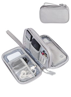 Generic Double Layers Waterproof Travel Cable Organizer Bag, Electronic Accessories Carry Case, Smooth zipper closure, Grey  - Image 1