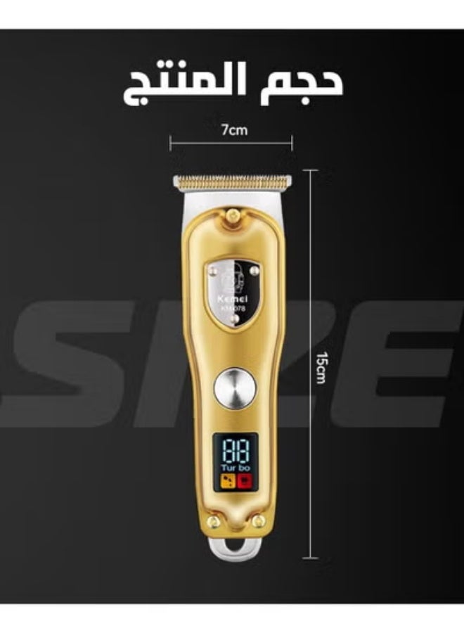 Cronier Professional Hair Clipper, Precision Shaving with Carbon Steel Cutter, 100 Minutes Use, 4 Combs, Skin Friendly Design, KM-290 (Gold) - Image 1