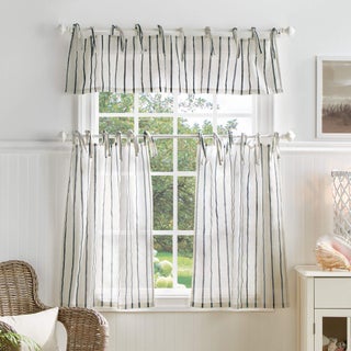 Martha Stewart Laguna Stripe SemiSheer Tie Tab Window Curtain Valance and Tiers Set Navy - pzsku/Z20194F2541E1DCD2ED2DZ/45/1750416776/0673f18f-716e-4c0e-a064-cb5b2fbaf4ae