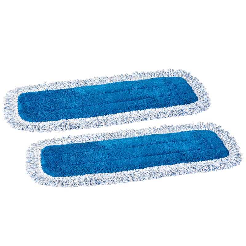Zflow 18 Microfiber Dust Mop Pads 2Pack  Premium Commercial Grade Washable Pads 18 Blue