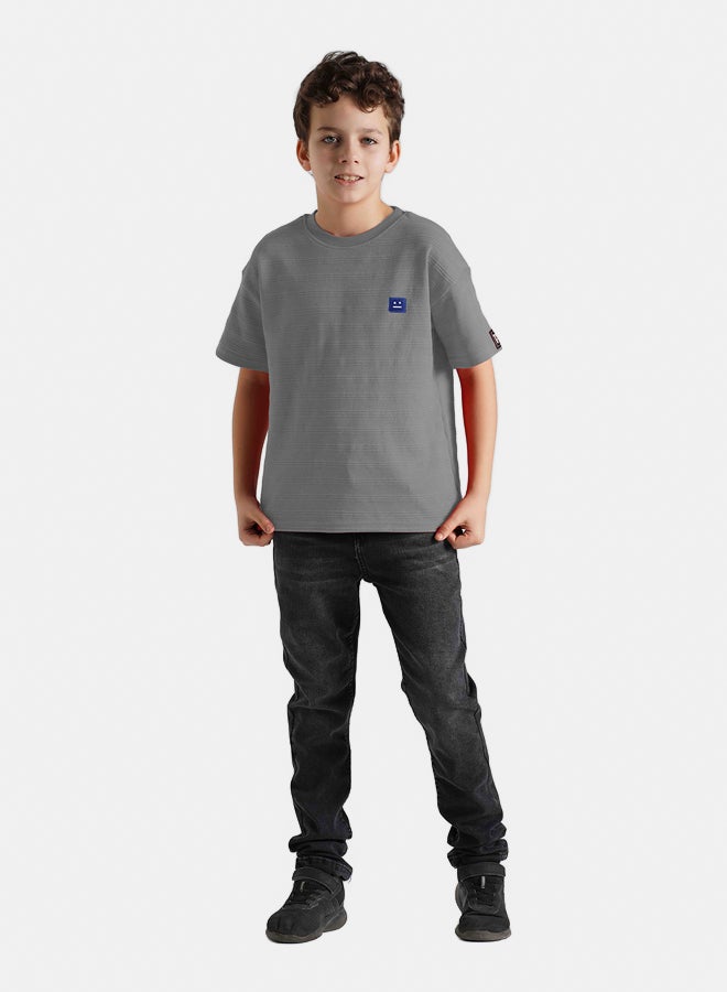ريمينت تيشرت للاولاد بقماش قطن  رمادي - Image 1