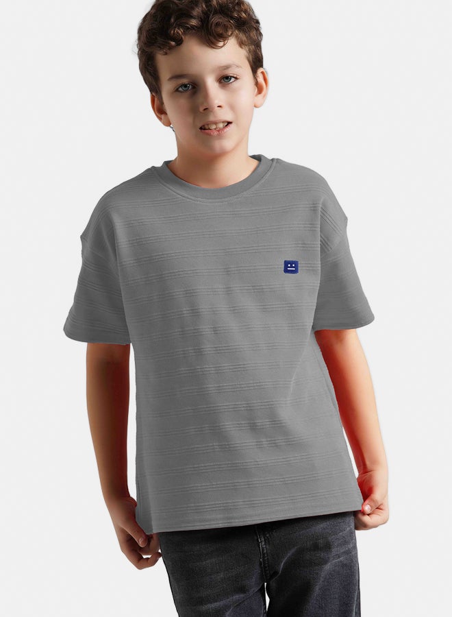 ريمينت تيشرت للاولاد بقماش قطن  رمادي - Image 2