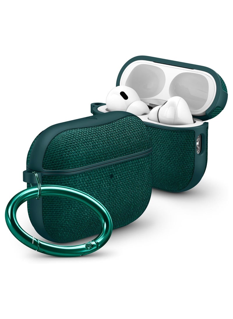 Spigen Urban Fit AirPods Pro 3 case (3rd Generation) Premium Fabric cover with Carabiner - Midnight Green - Image 1