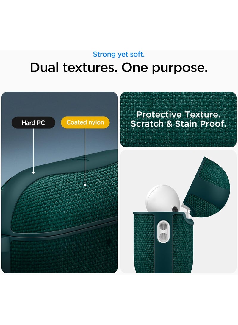 Spigen Urban Fit AirPods Pro 3 case (3rd Generation) Premium Fabric cover with Carabiner - Midnight Green - Image 4