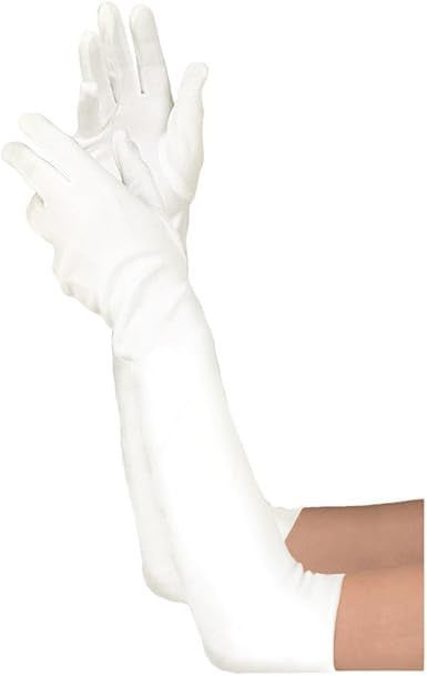 Lansian Long Opera Party Gloves for Women 1920s 20s Satin Gloves Costumes Elbow Length Bridal Evening Dress, 21.6 inches (Pearl White) - Image 2