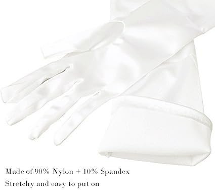 Lansian Long Opera Party Gloves for Women 1920s 20s Satin Gloves Costumes Elbow Length Bridal Evening Dress, 21.6 inches (Pearl White) - Image 4