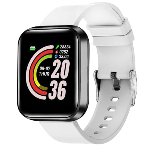 Bouncefit M I D116 Fitness Band Smart Watch for Men, Women, Boys, Girls, Kids – Single Touch Interface, Water Resistant, Workout Modes, Quick Charge Sports Smartwatch – White EE - Image 1